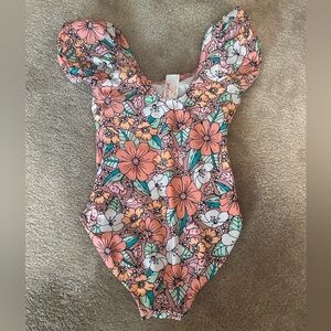 Cat & Jack Floral Swimsuit with Pink and Orange